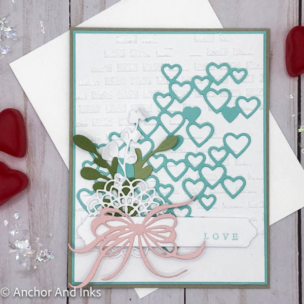 a shower of hearts, flowers and bows card