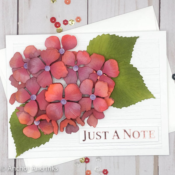 Fall-colored 3D Hydrangea flower note card