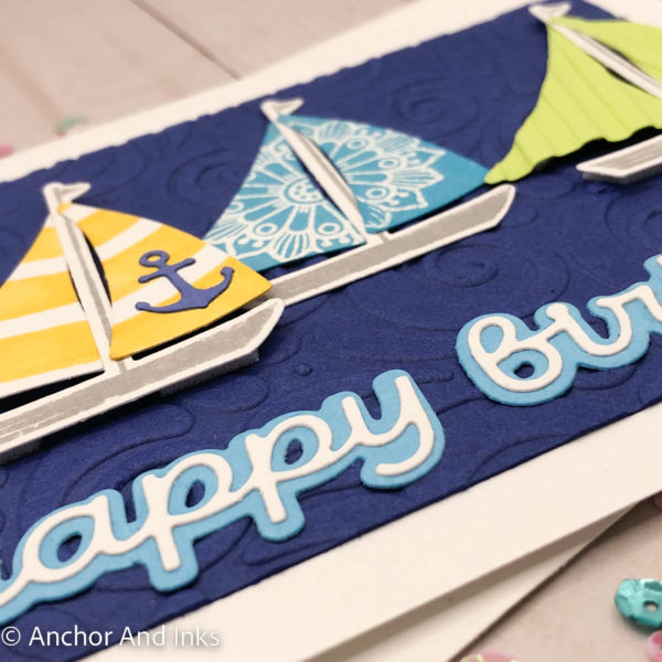 three sailboats birthday card side view