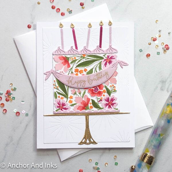 floral birthday cake card