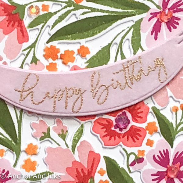 floral birthday cake card up close