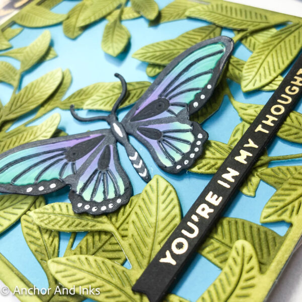 butterfly and leaves thinking of you card side view