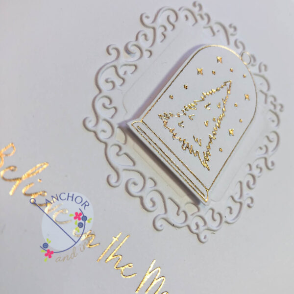 believe in the magic gold foil holiday card up close