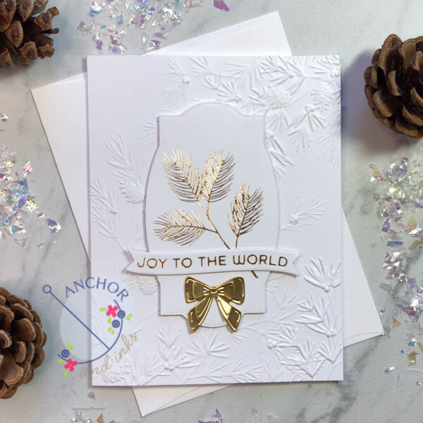 gold foil pine bough holiday card