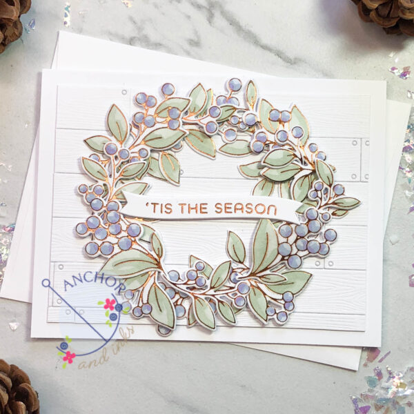 berries and boughs wreath holiday card