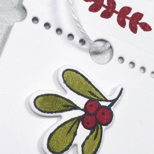 mistletoe ticket tag up close