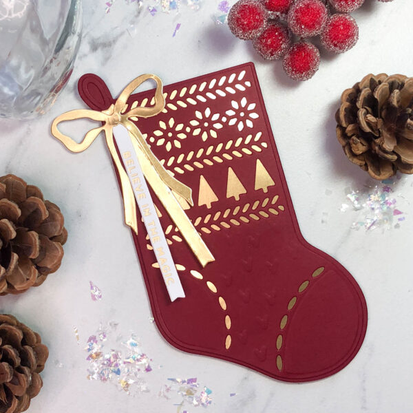 red stocking gift card holder