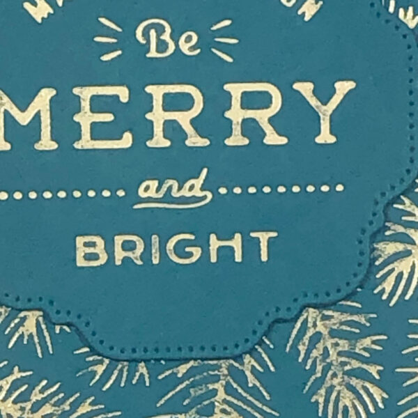 merry & bright gold foiled pine boughs card