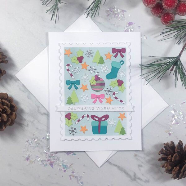 holiday icons postage stamp card